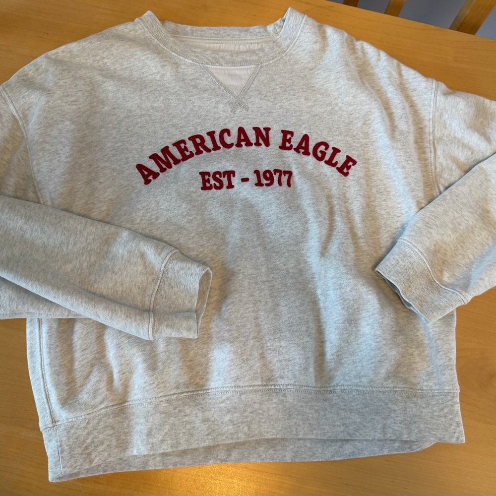 American Eagle Cream and Gray Crewneck Sweatshirt Women’s S - Picture 6 of 7